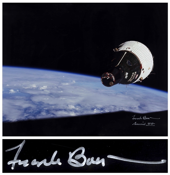 Frank Borman Signed 20'' x 16'' Photo of the Gemini 7 Spacecraft With the Earth's Curvature in the Distance